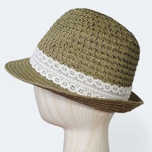 Old Navy Sage Green Woven Sun Summer Hat with Lace Band Size S - M